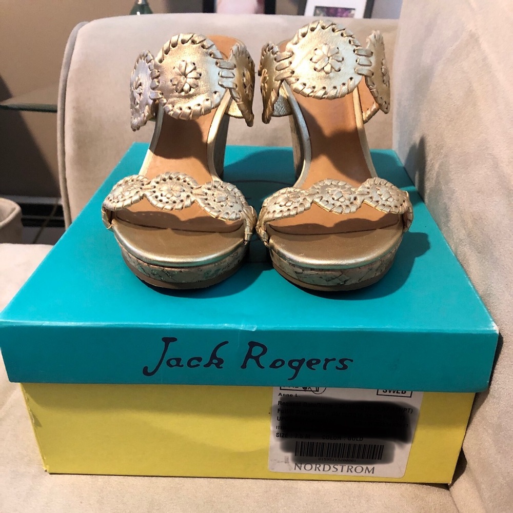 Jack Rogers gold Luccia Sandals wedge